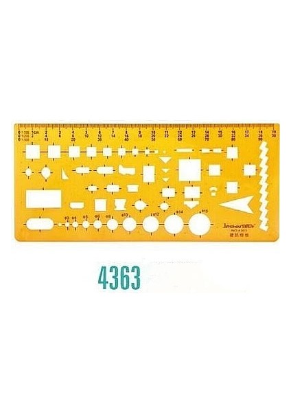 NO.4363 Tarzı 24 Farklı Cetveller Sarı Pu Daireler Geometrik Şablon Cetvel Mimari Tasarım Cetvel Stencil Öğrenciler Için Ölçme Aracı (Yurt Dışından)