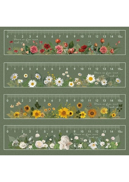 OSS25416CZ4 Stili 15 cm Şeffaf Akrilik Cetvel Mermi Günlük Aksesuarları Estetik Çiçekler Papatya Lale Gül Ayçiçeği Öğrenci Kırtasiye (Yurt Dışından) fırsatları