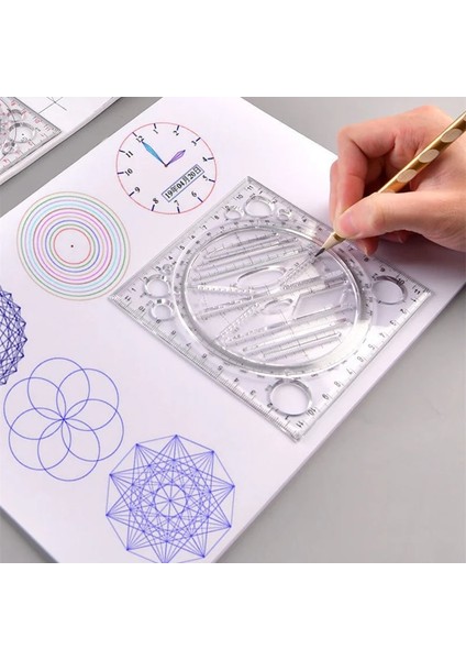 Çok Fonksiyonlu Çizim Şablonu Sanat Tasarım Inşaat Mimarı Stereo Geometri Elips Çizim Ölçeği Cetvel Ölçme Aracı (Yurt Dışından)