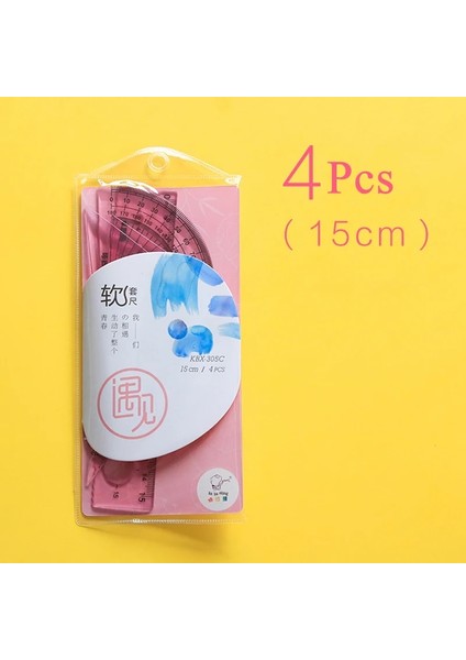 Sarı Stil 4 Adet Şeffaf Yumuşak Cetvel Kawaii Aksesuarları 15CM 20CM Çizim Aracı Papeleria Okul Malzemeleri Kırtasiye Okul Kuralları Seti (Yurt Dışından)