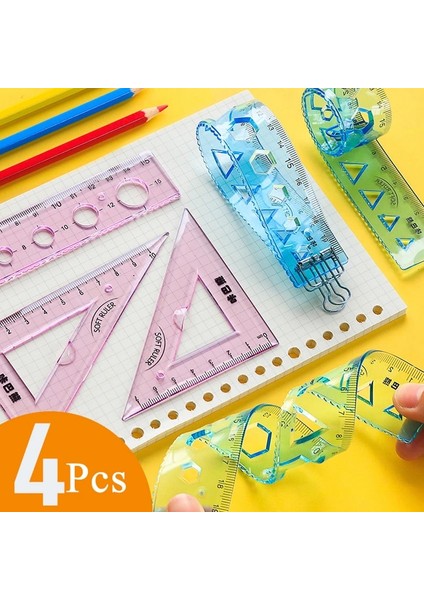 Sarı Stil 4 Adet Şeffaf Yumuşak Cetvel Kawaii Aksesuarları 15CM 20CM Çizim Aracı Papeleria Okul Malzemeleri Kırtasiye Okul Kuralları Seti (Yurt Dışından) fiyatları