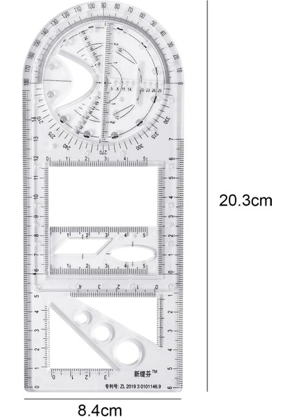 M Tarzı Çok Işlevli Dönebilen Geometrik Cetvel Çizim Şablonu Sanat Tasarım Geometri Daire Çizim Ölçme Ölçeği Cetvel (Yurt Dışından)