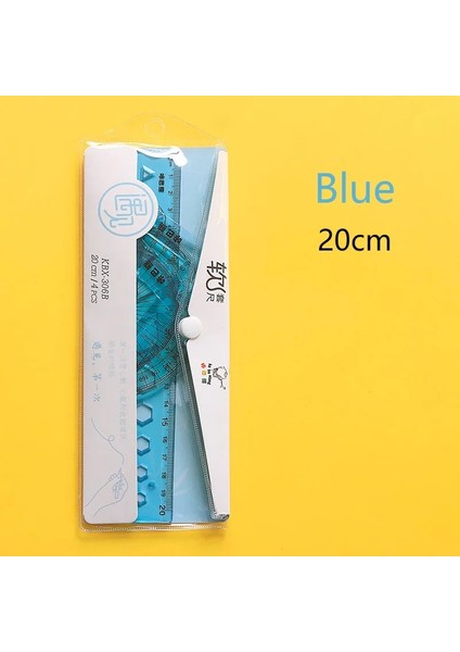 MAVI-20CM Tarzı 4 Adet Şeffaf Yumuşak Cetvel Seti Geometri Matematik Çizim Ölçme Araçları Okul Ofis Malzemeleri Kawaii Kırtasiye Aksesuarları (Yurt Dışından)