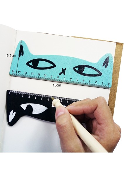 Siyah Stil 1 Adetgrup Çürük Kedi Kawaii Kırtasiye Modelleme Ahşap Cetvel Dört Renk Seçimi Karikatür Hayvan Güzel Manyetik Kırtasiye (Yurt Dışından) fırsatları