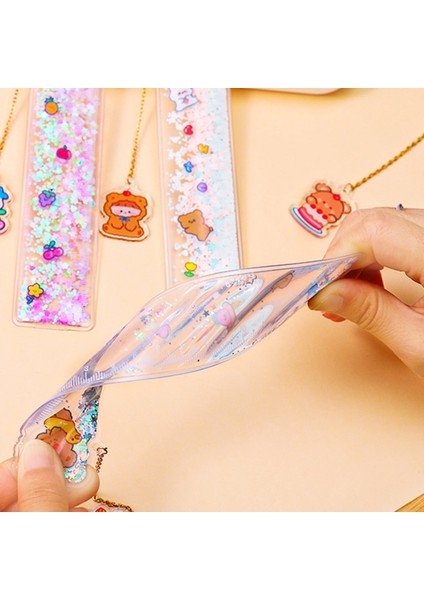 C Tarzı 15CM Quicksand Bookmark Cetvel Yumuşak Sevimli Okul Malzemeleri Kolye Ölçeği Çok Fonksiyonlu Dıy Çizim Araçları Planlayıcısı Aksesuarları (Yurt Dışından)