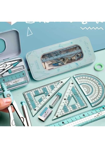 8 Parçalı Set-Yeşil Stil Et Demir Ambalaj Pusulalar Cetvel Kırtasiye Seti Matematik Geometri Iletki Çizim Araçları Öğrenciler Okul Malzemeleri (Yurt Dışından) fiyatları