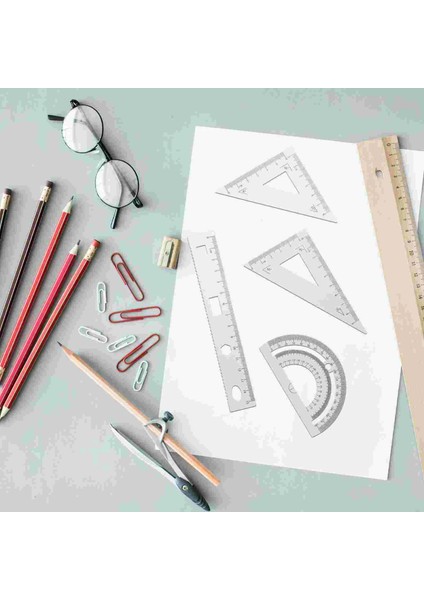Gümüş Tarzı 4 Paket Geometri Seti Metal Üçgen Cetvel Iletki Düz Cetvel Araç Seti Matematik Iletki Çocuklar Için Okul ve Ofis Malzemeleri (Yurt Dışından) fiyatları