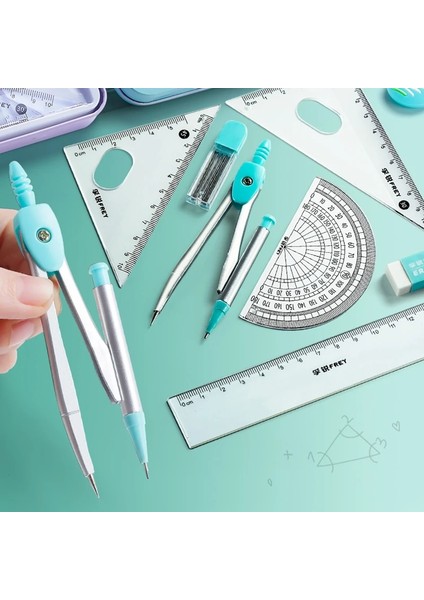 Mor Tarzı Paslanmaz Çelik Pusula Seti Matematik Geometri Araçları Silgi ile Cetvel Öğrenci Marangoz Çizim Çizim Okul Malzemeleri (Yurt Dışından)