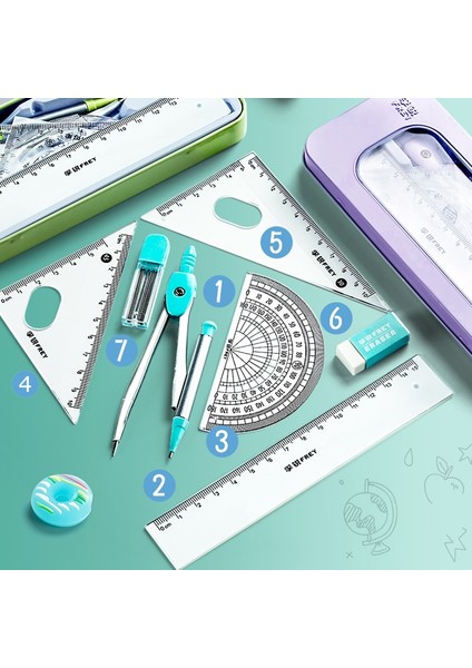 Mor Tarzı Paslanmaz Çelik Pusula Seti Matematik Geometri Araçları Silgi ile Cetvel Öğrenci Marangoz Çizim Çizim Okul Malzemeleri (Yurt Dışından)