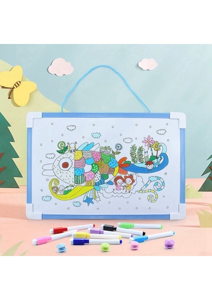 Mavi Stil Küçük Beyaz Tahta Çift Taraflı Yazı Silinebilir Çocuk Boyama Grafiti Ofis Notları Kuru Silme Mesaj Panosu Plastik (Yurt Dışından) fiyatları
