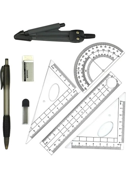 Et Iletki Çizim Üçgen Silgi Pusula Seti Matematik Silgi Cetvel Öğrenciler Için Okul Malzemeleri (Yurt Dışından)