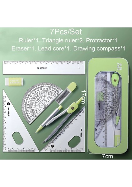 Yeşil Stil Pusula Cetvel Matematik Seti 3 Renk Öğrenme Aracı Çocuk Öğrenci Hediye Kırtasiye Okul Geometri Matematik Çizim Ölçme (Yurt Dışından)