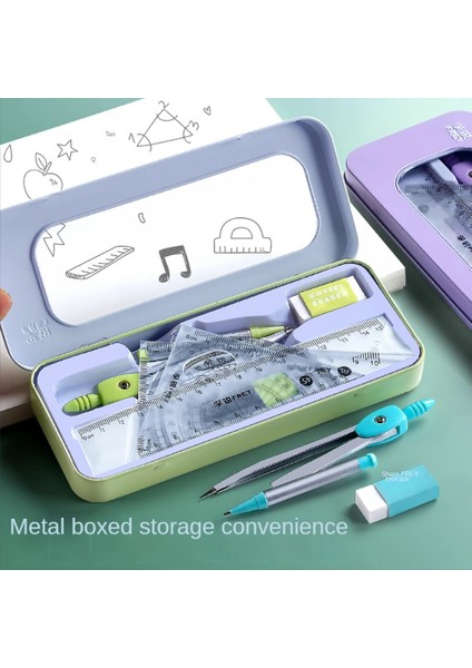 Yeşil Stil Pusula Cetvel Matematik Seti 3 Renk Öğrenme Aracı Çocuk Öğrenci Hediye Kırtasiye Okul Geometri Matematik Çizim Ölçme (Yurt Dışından) fırsatları