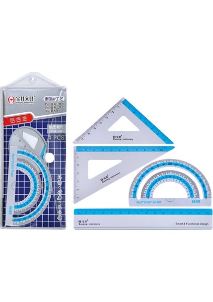 Mavi Stil Et Yaratıcı Alüminyum Alaşımlı Cetvel Seti Çizim Araçları Ölçüm Triangleruler Düz Kenar Iletki Okul Ofis Arzı (Yurt Dışından)