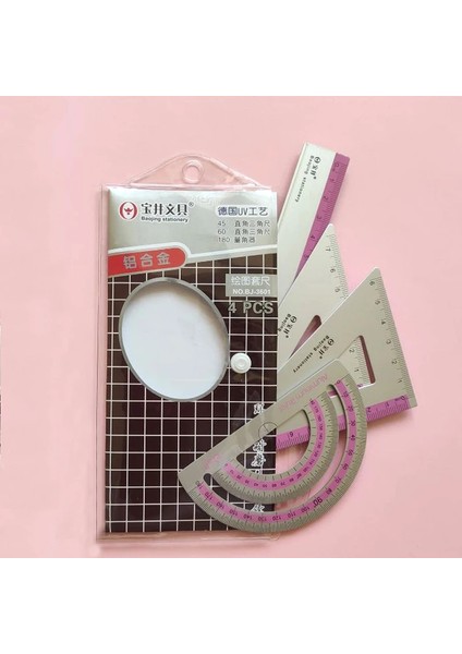 Mavi Stil Et Yaratıcı Alüminyum Alaşımlı Cetvel Seti Çizim Araçları Ölçüm Triangleruler Düz Kenar Iletki Okul Ofis Arzı (Yurt Dışından) fiyatları