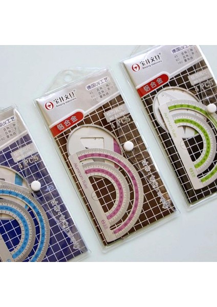 Mavi Stil Et Yaratıcı Alüminyum Alaşımlı Cetvel Seti Çizim Araçları Ölçüm Triangleruler Düz Kenar Iletki Okul Ofis Arzı (Yurt Dışından) modelleri