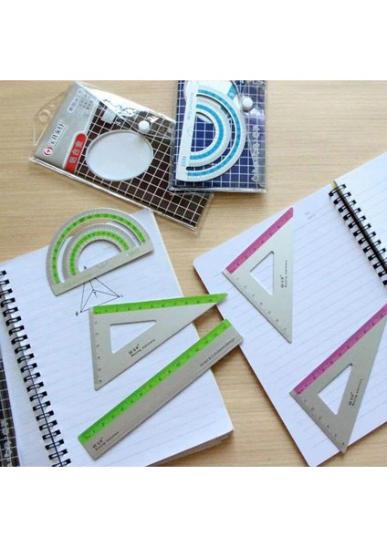 Mavi Stil Et Yaratıcı Alüminyum Alaşımlı Cetvel Seti Çizim Araçları Ölçüm Triangleruler Düz Kenar Iletki Okul Ofis Arzı (Yurt Dışından) fırsatları