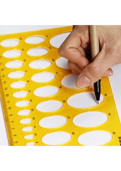 Şablon Cetvel Seti Çizim Aracı Plastik Kırtasiye Eğri Çizimi Için Okul Malzemeleri Öğrenci Dayanıklı Daire Oval Model (Yurt Dışından)