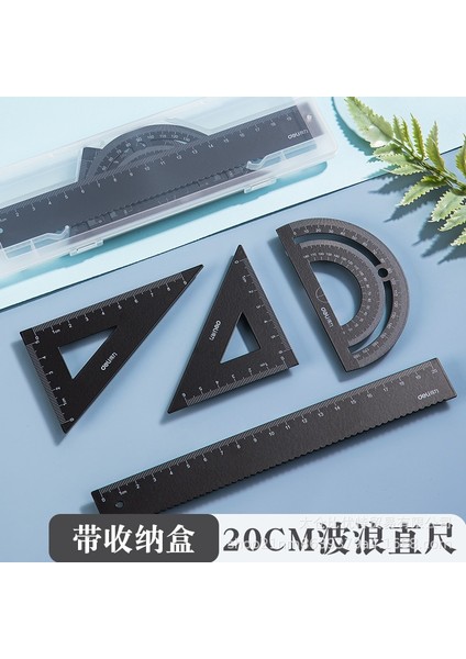 E2 Tarzı Öğrenci Geometrik Tasarım Araçları Metal Iletki Köşe Yuvarlama Yumruk Percision Ölçüm Araçları Çizim Alüminyum Cetvel Seti (Yurt Dışından)