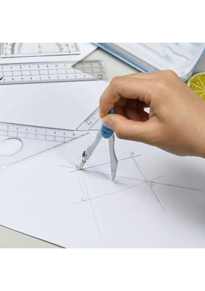 1 Adet Tarzı Geometri Seti Matematik Araç Seti Pusulalar Iletki Kalem Silgisi Kalemtıraş Seti Kare Üçgen Cetvel Kurşun Yedekler (Yurt Dışından)