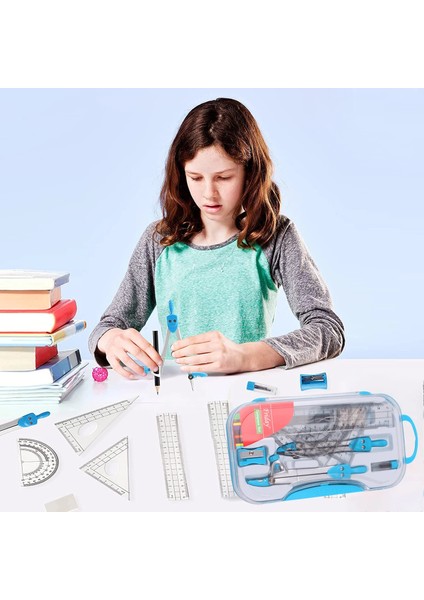 1 Adet Tarzı Geometri Seti Matematik Araç Seti Pusulalar Iletki Kalem Silgisi Kalemtıraş Seti Kare Üçgen Cetvel Kurşun Yedekler (Yurt Dışından)