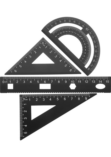 Kırmızı Stil 4 Adet Metal Cetvel Seti Geometri Araç Seti Alüminyum Üçgen Cetvel Iletki Ölçekli Cetvel Kırtasiye Seti Öğrenciler Için (Yurt Dışından)
