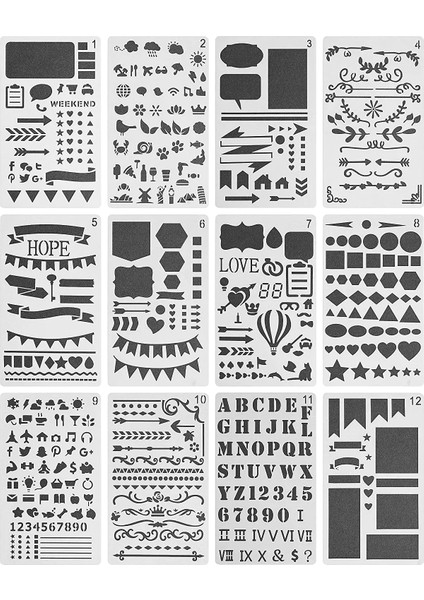 24 Adet Tarzı Günlük Tutma Kalıbı, Bullet Günlük Tutma Malzemeleri, Kalıp Seti, Günlük Kalıpları, Günlük Kalıbı, Planlayıcı Kalıpları, Bullet Journal (Yurt Dışından) fiyatları