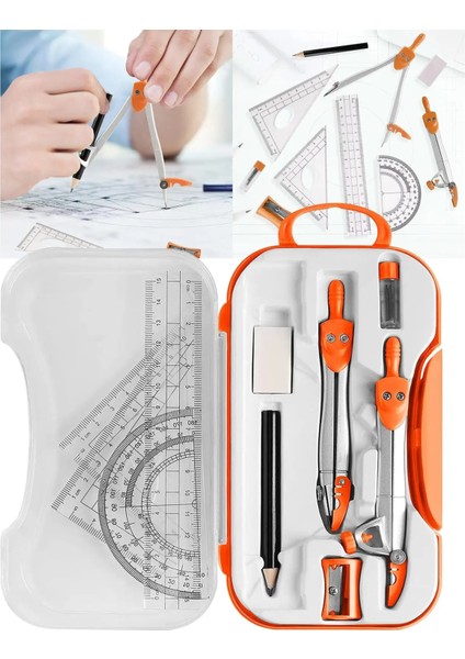 Mavi Stil Matematik Geometri Seti Iletki Pusula Seti Üçgen Cetvel Kırtasiye Silgi Taslak Mühendislik Ofis Araçları Öğretmenler (Yurt Dışından) fırsatları