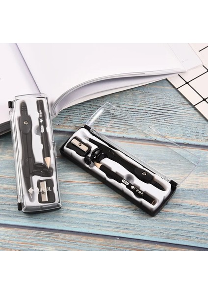 Siyah Stil 3 In1 Çinko Alaşım Pusula Seti Matematiksel Geometri Plaka Kırtasiye Matematik Öğrenciler Çizim Aksesuarı (Yurt Dışından)