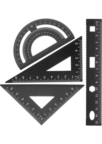 Gümüş Tarzı 4 Adet Metal Cetvel Seti Geometri Alet Seti Alüminyum Üçgen Aletler Çocuklar Için Ölçekli Cetvel Kırtasiye Seti Öğrenciler Için (Yurt Dışından)