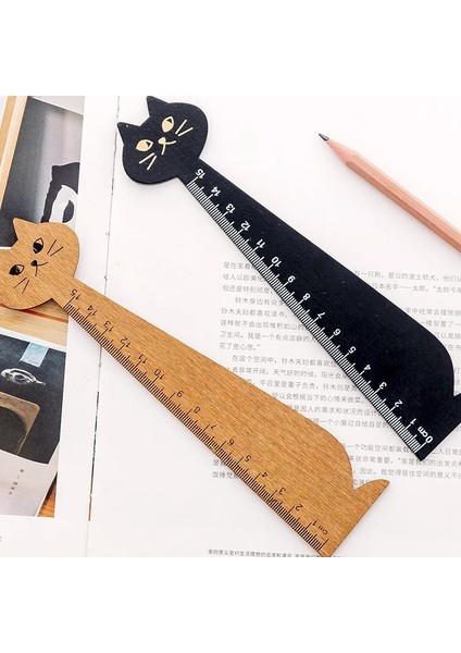 Sarı Stil 15 cm Lytwtw Sevimli Kedi Düz Cetvel Ahşap Kawaii Araçları Kırtasiye Karikatür Çizim Hediye Kore Ofis Okul Kitty Ölçme (Yurt Dışından) fırsatları