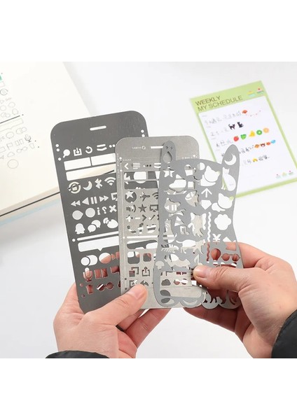 No.4 Stili Çok Fonksiyonlu Paslanmaz Çelik Içi Boş Cetvel Kedi Geometrik Şekil Çizim Şablonları Şablonları Metal Cetvel Diy Aracı Günlüğü Şablonu (Yurt Dışından)