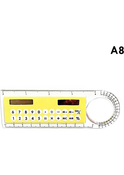 A8 Tarzı Ultra-Ince Düz Cetvel ile Güneş Hesap Makinesi Büyüteç Mini Çok Fonksiyonlu 10 cm Uzunluk Cetvel Öğrenci Okul Ofis Malzemeleri (Yurt Dışından)