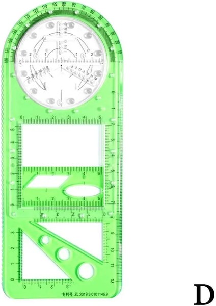 Yeşil Tarzı Çok Fonksiyonlu Geometrik Cetvel Mekanik Iç Çizim Kaynağı Rotasyon Geometrik Ölçüm Ofis Aracı Şablonu I0W6 (Yurt Dışından)