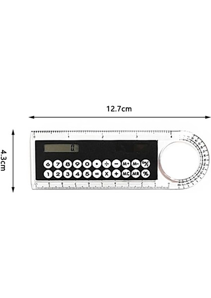 A2 Stili Ultra-Ince Düz Cetvel ile Güneş Hesap Makinesi Büyüteç Mini Çok Fonksiyonlu 10 cm Uzunluk Cetvel Öğrenci Okul Ofis Malzemeleri (Yurt Dışından)