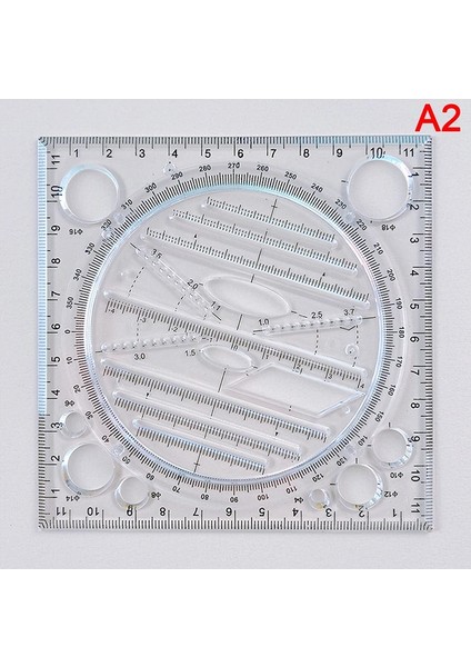 A2 Stili Açı Geometrik Çizim Şablonu Daire Oluşturucu Çizim Cetveli Çok Fonksiyonlu (Yurt Dışından)