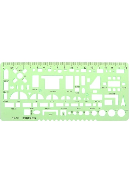 NO.4301 Stili Yeni Yeşil Geometrik Şablon Cetvel Haritalama Çizim Araçları Cetvel Öğrenci Okul Kırtasiye Için Uygun (Yurt Dışından)