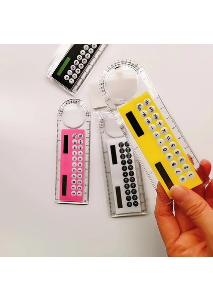 A5 Stili Ultra-Ince Düz Cetvel ile Güneş Hesap Makinesi Büyüteç Mini Çok Fonksiyonlu 10 cm Uzunluk Cetvel Öğrenci Okul Ofis Malzemeleri (Yurt Dışından) indirimleri