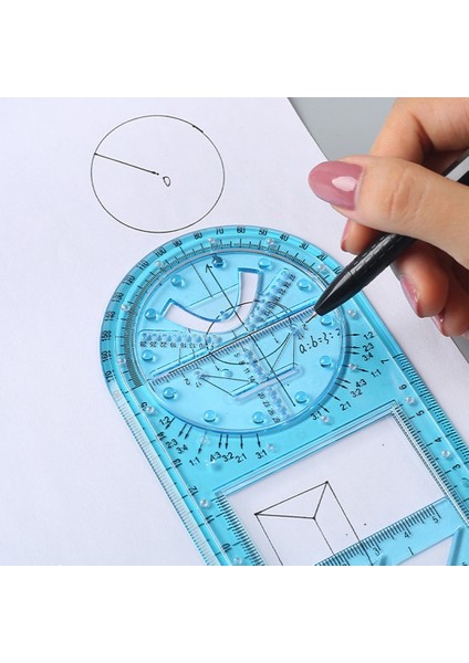 Şeffaf Stil Çok Fonksiyonlu Geometrik Cetvel Çizim Şablonu Okul Ofisi Için Gerekli Ölçme Cetveli Kırtasiye Gra Gadget (Yurt Dışından) fırsatları