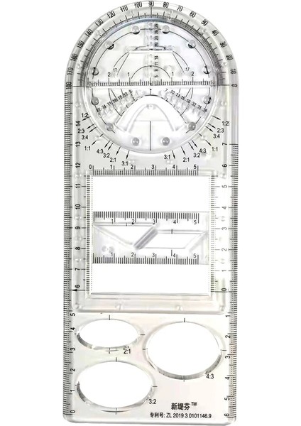 Şeffaf Stil Çok Fonksiyonlu Geometrik Cetvel Çizim Şablonu Okul Ofisi Için Gerekli Ölçme Cetveli Kırtasiye Gra Gadget (Yurt Dışından) indirimleri