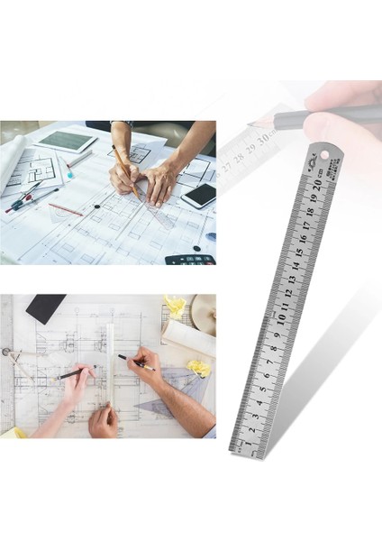 400MM Tarzı Paslanmaz Çelik Çift Taraflı Düz Cetvel Santimetre Metrik Ölçekli Metal Cetvel Hassas Ölçme Aracı 15CMCMCMCMCM (Yurt Dışından)