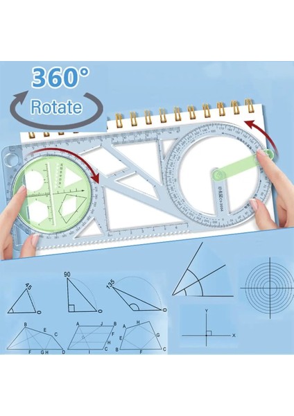 No.4 Stili Yeni Döner Çok Fonksiyonlu Geometrik Çizim Şablonu Cetvel Iletki Öğrenme Ölçme Aracı Mimarisi Kırtasiye Malzemeleri (Yurt Dışından) fiyatları