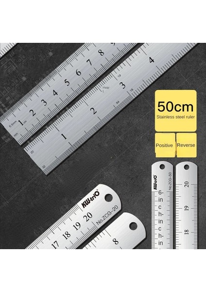 50CM Tarzı Metal Ölçeği Paslanmaz Çelik Düz Cetvel Ölçme Kırtasiye Çizim Aksesuarı El Aleti Okul Ofis Malzemeleri (Yurt Dışından) fırsatları