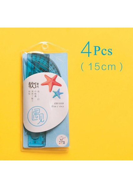 15CM Tarzı 4 Adet Şeffaf Yumuşak Cetvel Kawaii Aksesuarları 15CM 20CM Çizim Aracı Papeleria Okul Malzemeleri Kırtasiye Okul Kuralları Seti (Yurt Dışından)