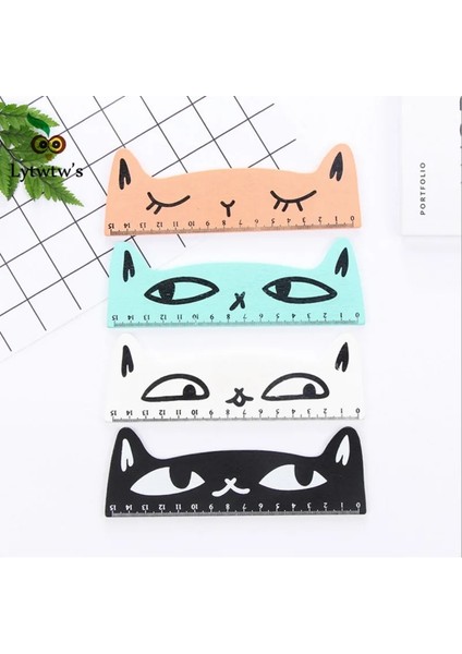 Kumral Stili Lytwtw Sevimli Kawaii Siyah Kedi Yavru Düz Cetvel Ahşap Araçlar Karikatür Dikiş Çizim Ofis Okul Kırtasiye Malzemeleri (Yurt Dışından) modelleri