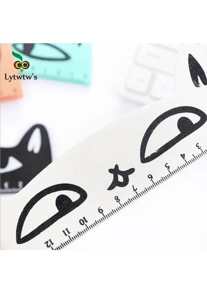 Kumral Stili Lytwtw Sevimli Kawaii Siyah Kedi Yavru Düz Cetvel Ahşap Araçlar Karikatür Dikiş Çizim Ofis Okul Kırtasiye Malzemeleri (Yurt Dışından) indirimleri