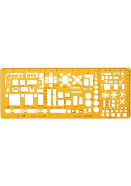 NO.477 Tarzı Dayanıklı K Reçine Askeri Çizim Şablonu Taslak Cetvel Şablon Ölçme Aracı (Yurt Dışından)