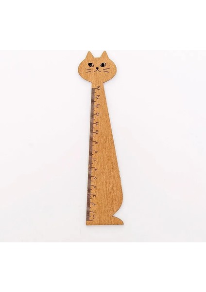 Bir Stil Kedi Şekli Cetvel Okul Ev Kırtasiye Için Sevimli Ahşap Hayvan Düz Cetvel (Yurt Dışından)