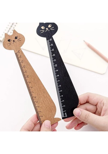 Bir Stil Kedi Şekli Cetvel Okul Ev Kırtasiye Için Sevimli Ahşap Hayvan Düz Cetvel (Yurt Dışından) indirimleri