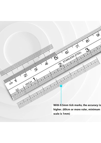 60CM Tarzı Çift Taraflı Paslanmaz Çelik Düz Cetvel Metrik Kural Hassas Ölçme Aracı 15CMMOOL Ofis Malzemeleri (Yurt Dışından)